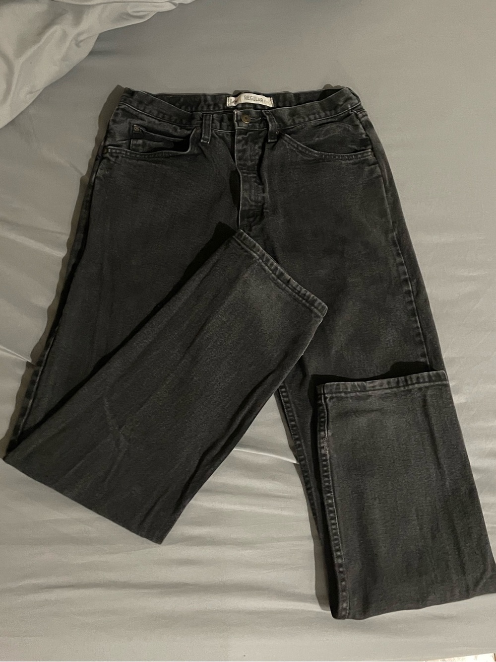 Lee Regular Fit Men's Jeans 33x32 Black Wash Straight Leg Denim Pants
